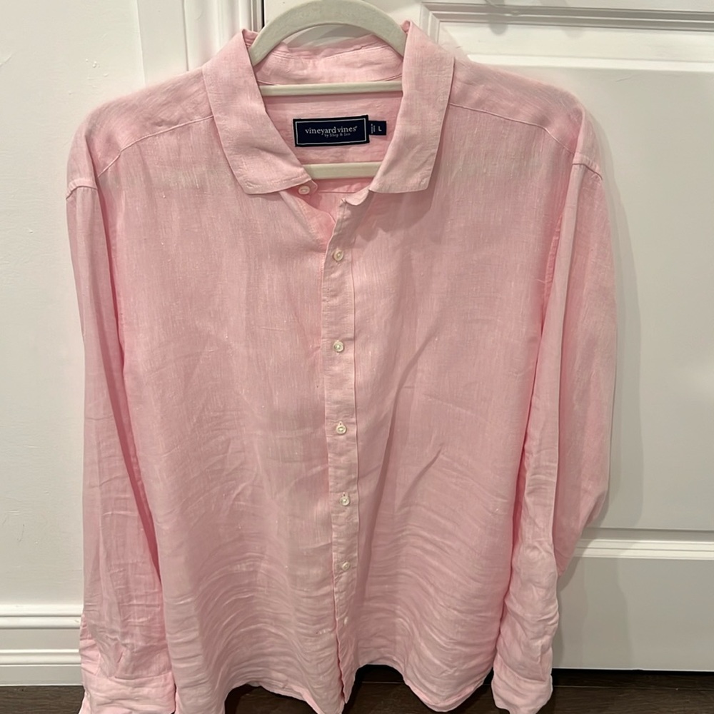 New Mens Large Vineyard Vines Linen Button Down Shirt
